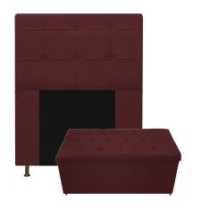 Imagem de Kit Cabeceira E Calçadeira 90 Cm Solteiro Bordô