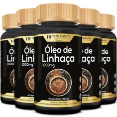 Imagem de 5X Óleo De Linhaça 1450Mg 60Caps Premium Hf Suplements
