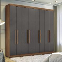 Imagem de Guarda Roupa Casal 238cm 8 Portas 4 Gavetas com Pés Master New Santos Andirá - Jatoba/Grafitte