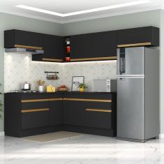 Imagem de Cozinha Completa De Canto Com Rodapé Multimóveis Preta