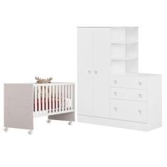 Imagem de Berço Nacional 3540 E Guarda Roupa Com Cômoda 4070 Doce Sonho Branco B