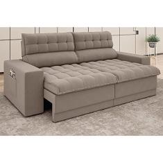 Imagem de Sofá Omega 2,50m Assento Retrátil e Reclinável Velosuede Bege - Netsofas