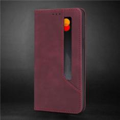 Imagem de Capa magnética retro flip de couro de luxo para Samsung Galaxy S23 S22 S21 S20 FE S10 S9 Note 20 10 9 Plus Ultra Carteira Capa de telefone, vinho tinto, para Galaxy S20