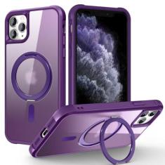 Imagem de TOKVANZ Capa para iPhone 11 Pro Max com suporte magnético giratório de 360° [compatível com MagSafe] [proteção de grau militar] Capa de telefone fosca translúcida para iPhone 11 Pro Max para mulheres