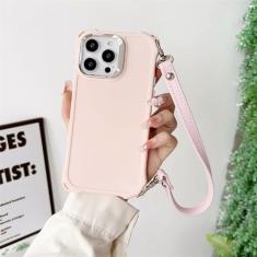 Imagem de Capa de telefone com suporte de pulseira de silicone para iPhone 15 14 13 12 11 Pro Max 14 Pro Plus com corda de mão capa macia, rosa, para iPhone 13 Pro