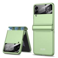 Imagem de Capa de dobradiça magnética de luxo para Samsung Galaxy Z Flip 4 5G ultrafina fosca capa rígida para PC com vidro protetor de lente, verde, para Galaxy Z Flip 4
