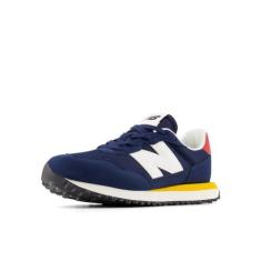 Imagem de New Balance Tênis infantil 237 V1 com cadarço, Nb azul marinho/ouro universitário, 18
