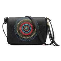 Imagem de Bolsa Flap Transversal Feminina com Detalhe Bordado Mandala e Zíper-Feminino