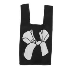 Imagem de Bolsa de Malha, Sacola de Pulso Estética, Bolsa de Pulso Feminina Casual para Mulheres (Preto + Bege)