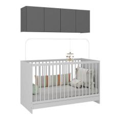 Imagem de Berço 3 em 1 com Colchão e Armário Aéreo 4 portas Multimóveis MP4149, 