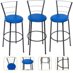 Imagem de Kit 3 Banquetas Alta Para Area De Lazer Ilha Bar Balcão - EJC ESPAÇO J