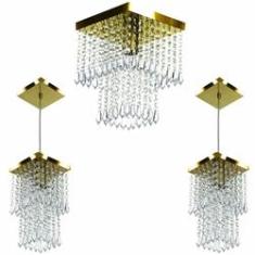 Imagem de Kit 1 Lustre Cristal Acr. Marry + 2 Pendentes Spark 