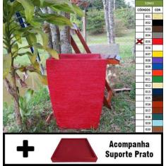 Imagem de Kit Vaso Planta + Prato 45x35 Moderno Trapézio Polietileno - Bgplastic