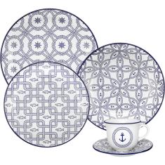 Imagem de Aparelho de Jantar e Chá 20 Peças Cerâmica Floreal Nautico  - Oxford Daily