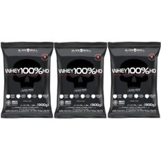 Imagem de Kit 3 Wheys 100% Hd Black Skull 900G - Cookies E Cream