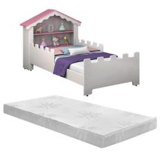 Imagem de mini cama infantil para quarto de menina com prateleira com colchao in