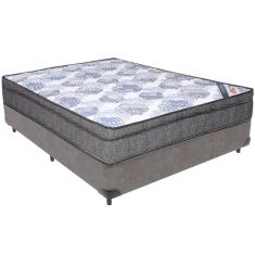 Imagem de Cama Box Cinza e Colchão iso Superpocket Molas Ensacadas Viúvo Ortobom