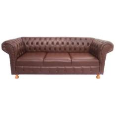 Imagem de Dois Sofás Chesterfield Luiz XV 1,80cm c. Ecológico Marrom sala de est