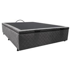 Imagem de Base Box Baú Para Cama Casal 138x188cm Liz S05 Suede Bordado Cinza - Mpozenato