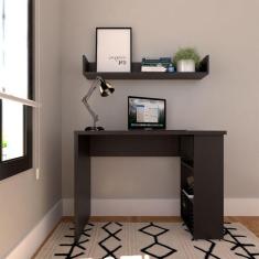 Imagem de Escrivaninha com Prateleira KitCubos Preta 100 cm