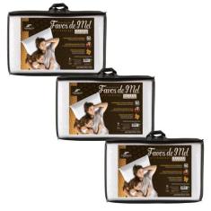 Imagem de Kit com 3 Travesseiros Favos de Mel Intense - Lavável em Máquina - Fib