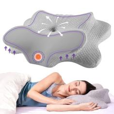 Imagem de Travesseiro cervical de pescoço para dormir, travesseiro cervical para alívio da dor no pescoço, design oco, travesseiro cervical de espuma de memória, travesseiro refrescante para suporte de pescoço,