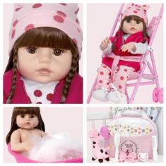 Imagem de Boneca Reborn Girafinha Enxoval Completo + Carrinho Infantil - Cegonha