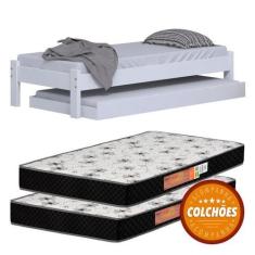 Imagem de Cama Solteiro Turca Com Auxiliar E 2 Colchoes Cor Branco - Nemargi