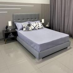 Imagem de Cama Tradicional Estofada Berlim Linho Cinza Rbl Queen 1,60 X 2,00