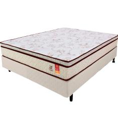 Imagem de Cama Box Casal Colchão Molas Ensacadas + Box Microfibra Bege BF Colchões 138x188x57cm