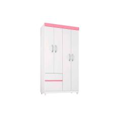 Imagem de Guarda Roupa 4 Portas E 2 Gavetas Lotus Branco Rosa Demobile