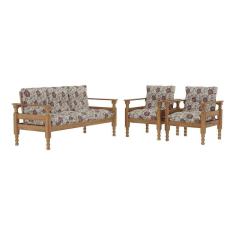 Imagem de Jogo Sofá Madeira Maciça 3 Lugares E 2 Poltronas Liz Multimóveis Vcr7001 Floral Vermelho Floral Vermelho