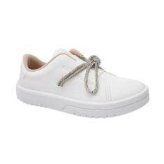 Imagem de Tênis Feminino Moleca Casual Branco Cristal Cadarço Brilhante, Branco,
