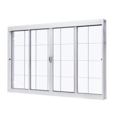 Imagem de Janela De A o De Correr Central 100x120cm 4 Folhas Com Grade