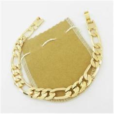 Imagem de Pulseira Masculina 22cm 1cm Largura Folheada Ouro PL133