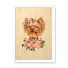 Imagem de Arte Maníacos Quadro Decorativo em Madeira Yorkshire Flores - 23x16,25cm (Moldura caixa em laca )