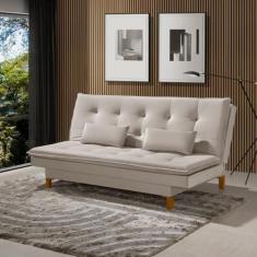 Imagem de Sofá Cama Bangkok Costura Capitonê Moderna C/ Almofadas - Tb Ecommerce