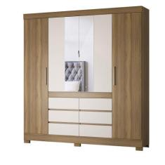 Imagem de Guarda Roupa De Casal Malibu C/ Espelho Amendola/ Off White - Mercado