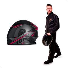 Imagem de Capacete Moto Pro Tork Fechado R8 Air Fosco Viseira Fume Preto + Capa 