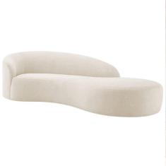 Imagem de Divã Recamier Orgânico França 180cm Lado Direito Bouclé Adj Decor Bege