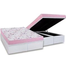 Imagem de Conjunto Box Baú Queen: Colchão Molas Ortobom D33 Physical Hiper Resistente 17 + Base CRC Courano White (158x198)