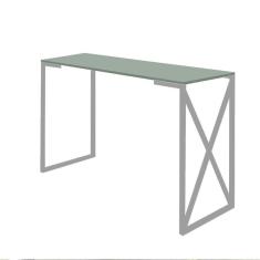 Imagem de Mesa Escrivaninha 90cm Bex Home Office Industrial Consultório Ferro Cinza MDF Verde Oliva - Ahz Móveis