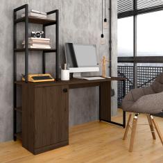 Imagem de Escrivaninha Industrial Arizona Preto Fosco/imbuia - Móveis Arapongas