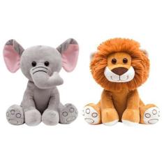 Imagem de Kit 2 pelúcias infantil bebe ursinho grande 25 cm safari animais bichi