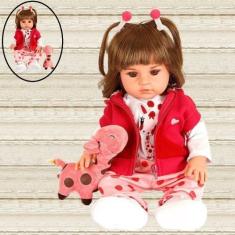 Imagem de Boneca Bebê Reborn Com Pelúcia Chupeta Mamadeira e Enxoval - Cegonha R