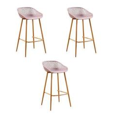 Imagem de Kit 3 Banquetas Clarice Camurça Polipropileno - Rivatti