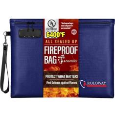 Imagem de ROLOWAY Bolsa de documentos à prova de fogo (36,8 x 29,2 cm), bolsa de dinheiro à prova de fogo de 3,537 °C com zíper para dinheiro, bolsa à prova de fogo, bolsa de dinheiro segura para incêndio,