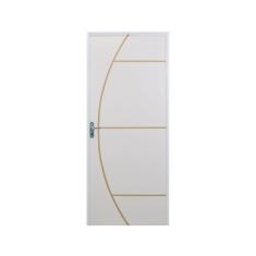 Imagem de Kit Porta de Madeira Decorada 212x65cm com Batente de Aluminio 3,6cm Gáucha MGM Branca