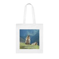Imagem de Sacola Two Marmots, Marmots, Bolsa de Ombro Marmots, Sacolas Reutilizáveis Marmots, Cesta de Aniversário de Natal, Ideia de Presente para ela, Presente para ele, Bolsa Feminina, Branco