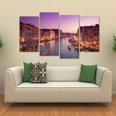 Imagem de Quadro Paisagem De Veneza Escritório Sala Em Tecido 4 Peças